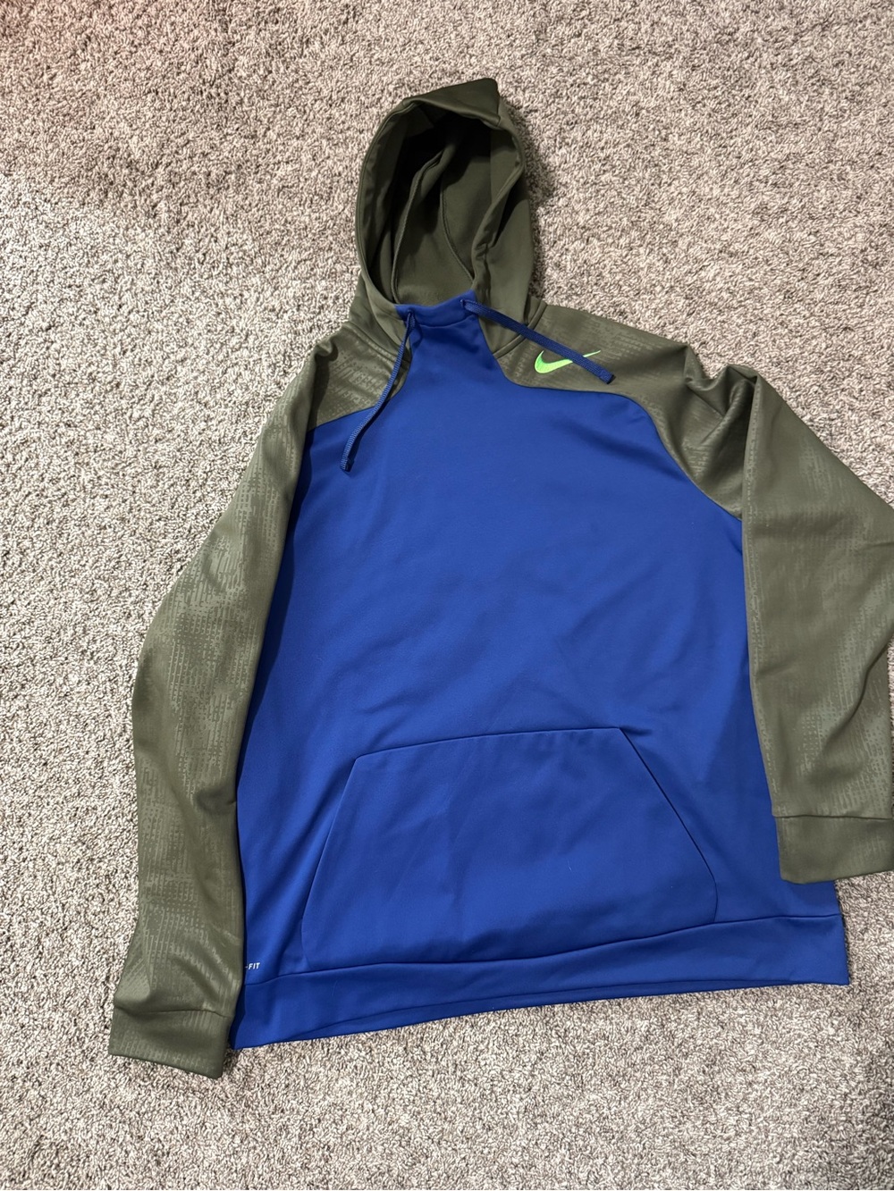 Nike Men’s Royal Blue & Olive Green Pullover Hoodie